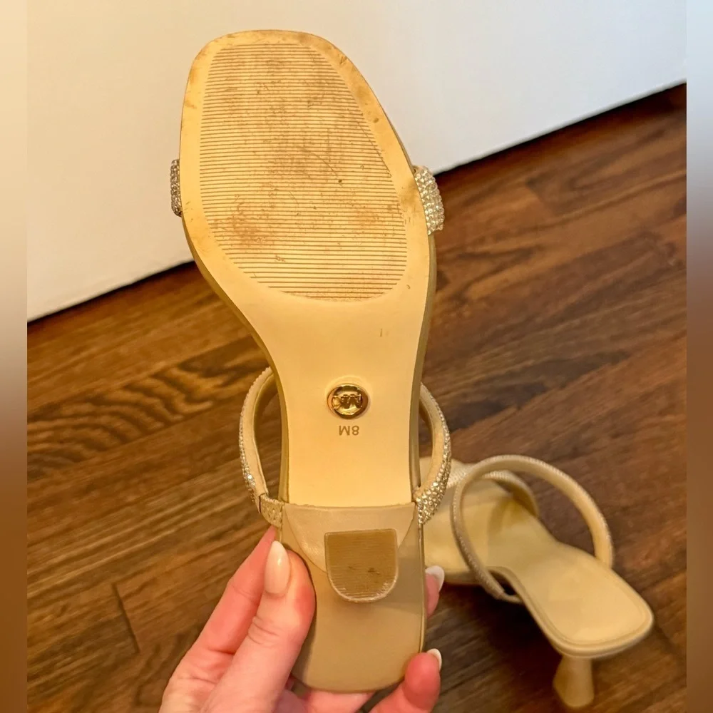 Michael Kors Clara Tan Rhinestone High Heel Party Wedding Sandals- Size 8 - Picture 5 of 7